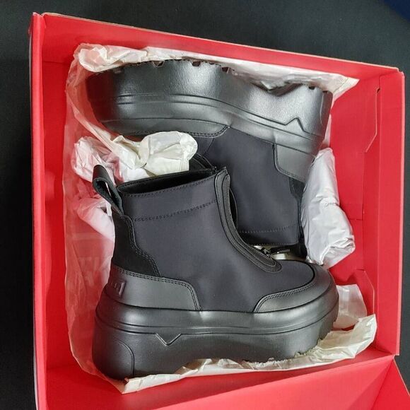 New Hunter Black Zip Ankle Flatform Platform Boots 5 - Picture 1 of 6